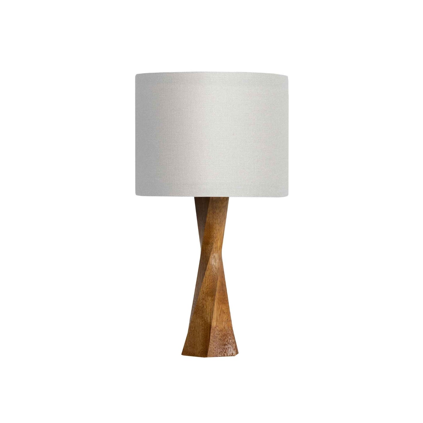 Επιτραπέζιο Φωτιστικό Ξύλινο DISTORTION Ιρόκο  με Λευκό/Μπεζ Καπέλο